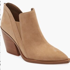Vince Camuto Gradina Block Heel Bootie, Tortilla Suede, Size 9.5